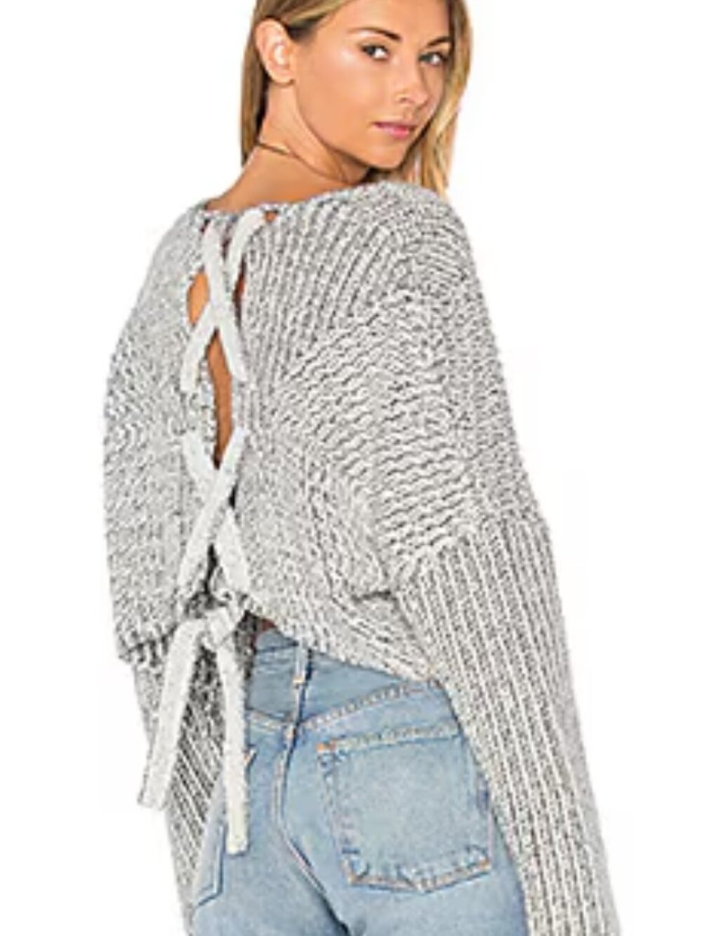 Anthropologie StyleStalker Hart Cropped Sweater White/Charcoal XS